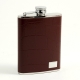 6 oz. Stainless Steel Flask in Brown "Croco" Leather with Engraving Plate.